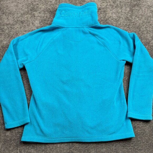 Calvin Klein Performance Women’s Fleece Jacket Medium Blue Full Zip Embroidered - Picture 7 of 11